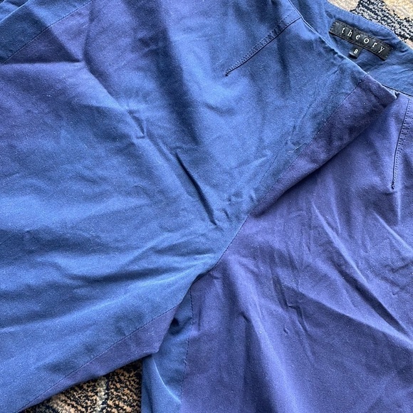 𝅺theory Blue & Purple Side Zipped Ankle Pant w Side Slit on Hem - Picture 2 of 6